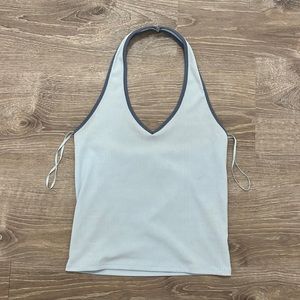 blue american eagle halter tank